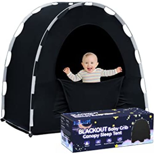 Hiaksedt Pack N Play Blackout Cover, Baby Sleep Pod Slumber Tent Sun Shade Travel Crib Canopy, 95% Light Blackout, 100% Breathable