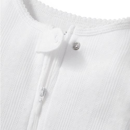 Baby's Pointelle Footie Romper in White