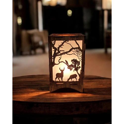 Wooden Table Lamp | Wooden Night Light | Light Box | Handmade Nature Pattern Lamp | Farmhouse Theme  | Rustic Décor | Anniversary Gift
