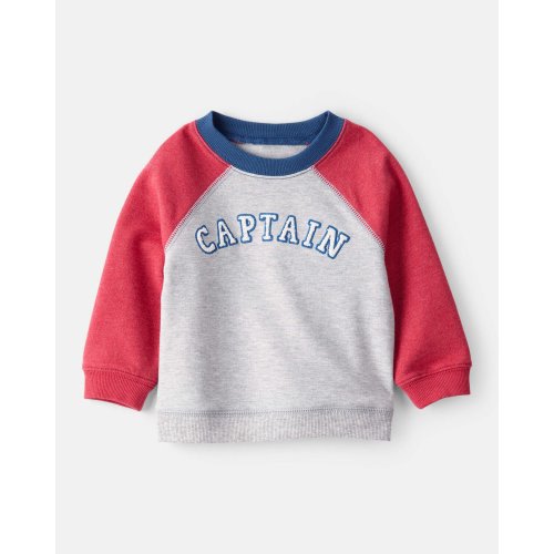 Baby Boy French Terry Long-Sleeve Pullover Sweatshirt - Grey/Red | Carter's
