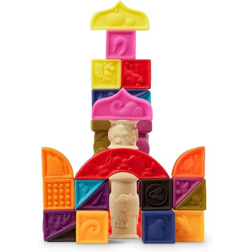 B. toys – Alphabet Learning Blocks for Babies & Toddlers – 26 Soft Squeezable ABC Blocks with Textured Animals – Educational Toys for Sensory Play, Bath Time & Early Development – 6+ Months