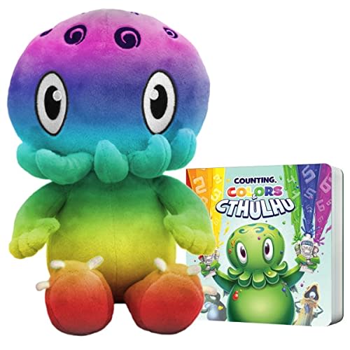 C is for Cthulhu Counting, Colors & Cthulhu Board Book & Rainbow Plush Bundle (Standard Plush, 12 inches)