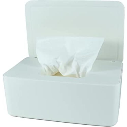 Diaper Wipes Dispenser, Baby Wipes Case, Baby Wipe Holder Keeps Diaper Wipes Fresh, Wipe Container with Non-Slip Feet (White)