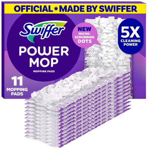 Swiffer Power Mop Multi-Surface Mopping Pad Refills for Floor Cleaning, 11 Count