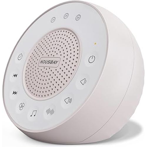 Housbay White Noise Machine with 31 High Fidelity Soothing Sounds, 5W High Power Loud Enough Speaker, Easy Volume Control, Sleep Timer, Sound Machine for Baby, Kids, Adults, Light Sleeper