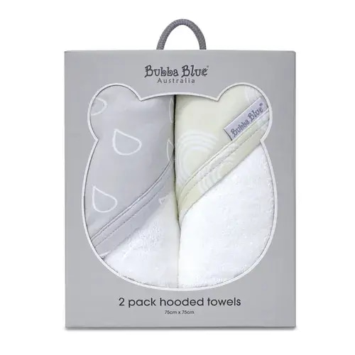 Bubba Blue Nordic 2 Pack Hooded Towel Grey/Sand | Baby Bunting AU