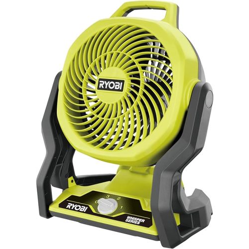 RYOBI RF18-0 18V ONE+ Cordless 3-Speed Whisper Fan (Bare Tool), Hyper Green