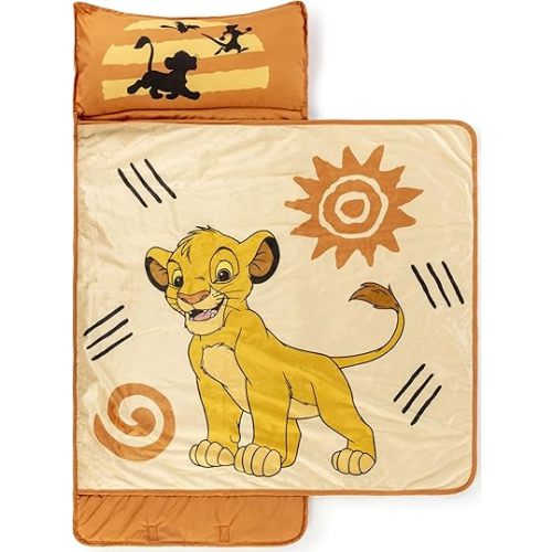 Jay Franco Kids Nap Mat with Embedded Pillow & Blanket – Soft 46"x20" Microfiber Sleeping Bag with Name Tag & Handle for School, Travel, Sleepover