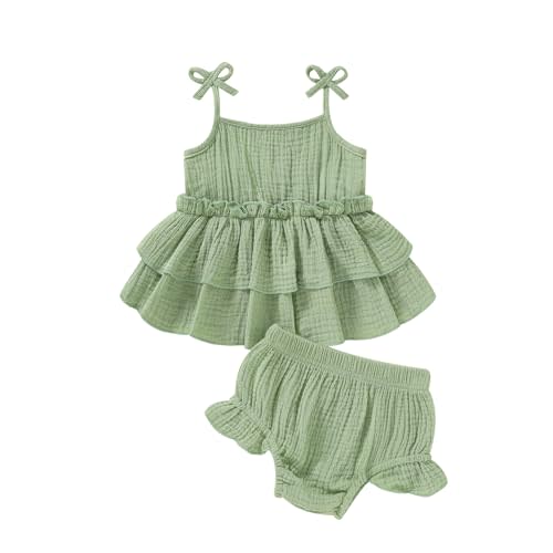 Happy Town Baby Girl Clothes Summer Infant Outfits Sleeveless Tank Tops Newborn Shorts Set Bloomers Toddler Shirt