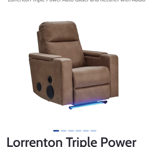 Lorrenton Triple Power Auto Glider and Recliner with Audio System