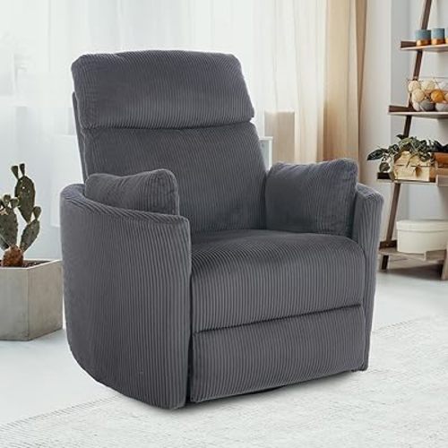 Power Swivel Rocker Recliner, Nursery Glider Recliner, Nursery Glider Chair Designed for New Parents in Living Room, Bedroom, Home Theater and RV, Dark Grey