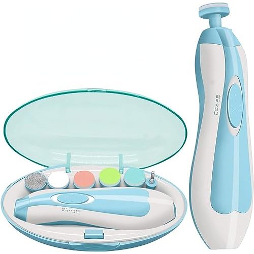 Baby Nail File Electric Nail Trimmer File Manicure Set, Toes Fingernails Care Trimmer with LED Light for Newborn, Kids and Adults