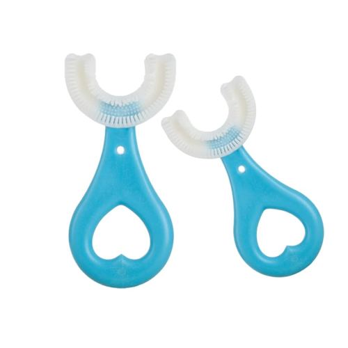 2 Pcs U-Shaped Kids Toothbrush, Premium Soft Manual Training Toothbrush for Kids 2-6 Years Old. (Blue)