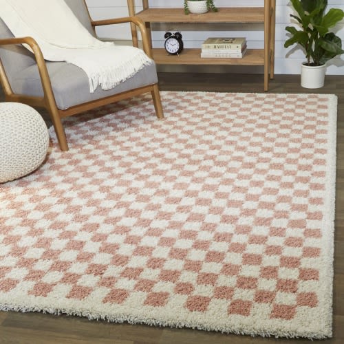 Balta 5 x 7 (ft) Loomed Pink Rectangular Indoor Geometric Mid-Century Modern Area rug