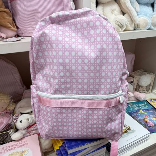 Medium Pink Bungalow Backpack with AST monogram embroidery