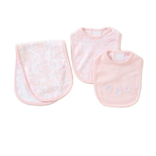 Little Me Pink Damask Bib & Burp Set