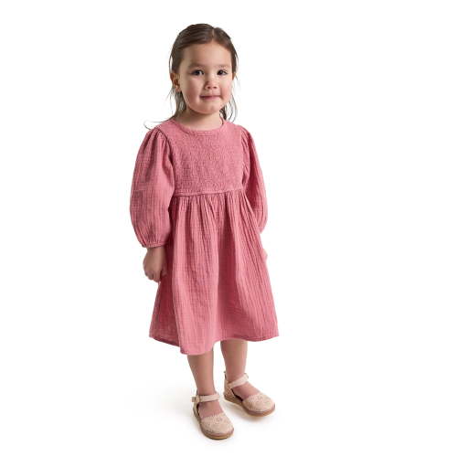 Modern Moments by Gerber Baby and Toddler Girl Smocked Dress with Puff Sleeves, Sizes 0/3 Months - 5T