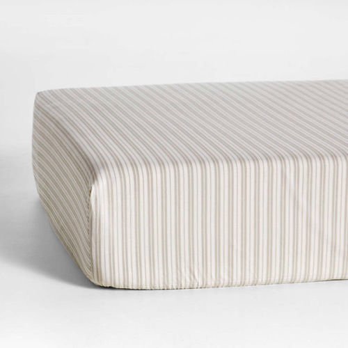 Frenchie Natural Taupe 100% Organic Cotton Baby Crib Fitted Sheet by Leanne Ford