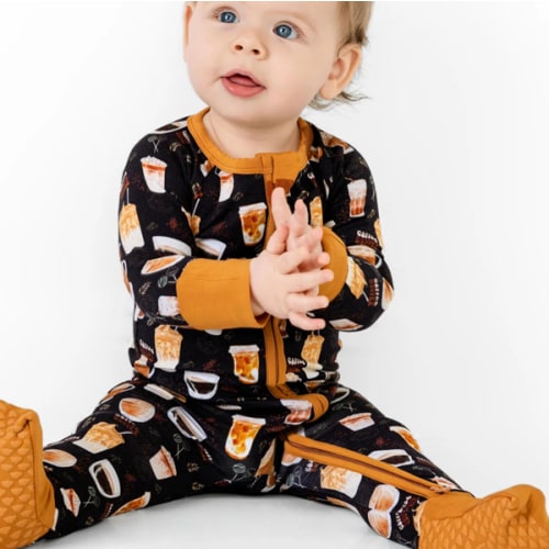 LOVELY BREWS | Convertible Double Zip Bamboo Rompers | READY TO SHIP – Little Frugals | Bamboo & Beyond
