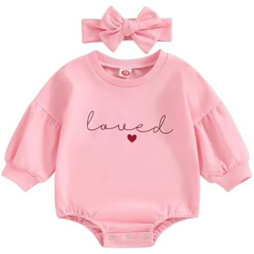 YINGISFITM Newborn Baby Girl Valentines Clothes Long Sleeve Onesie Bubble Romper Fall Winter Cute Outfits