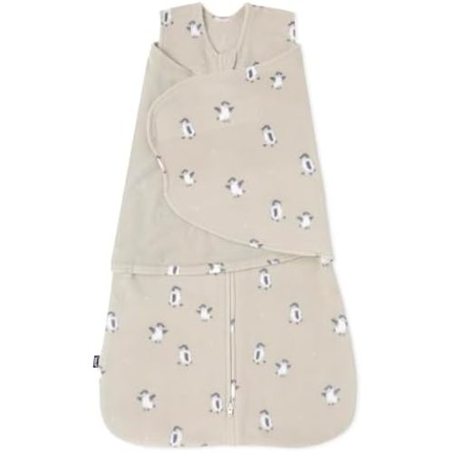 HALO Micro-Fleece Sleepsack Swaddle, 3-Way Adjustable Swaddle Blanket for Newborn and Infants, TOG 3.0 for Cold Climates, Hip Healthy, Penguin Pals, Newborn, 0-3 Months