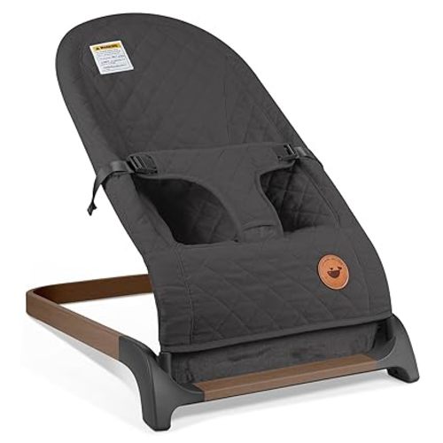 ANGELBLISS Baby Bouncer, Portable Bouncer Seat for Babies, Infants Bouncy Seat with Fabric, Natural Vibrations (Apricot)