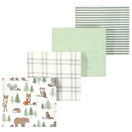 Luvable Friends Hudson Baby Flannel Receiving Blankets 4pk, Woodland Forest Animals