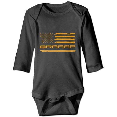 LittleHorn Braaap Dirt Bike Baby Long Sleeve Playsuit Newborn Bodysuit Outfit Clothes