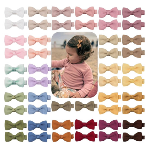 CÉLLOT Baby Hair Clips 50PCS Baby Girls Fully Lined Baby Bows Hair Pins Tiny 2" Hair Bows Alligator Clips for Baby Girls Infants Toddlers in Pairs