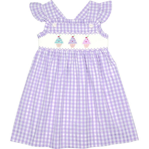 Purple Check Smocked Ice Cream Dress