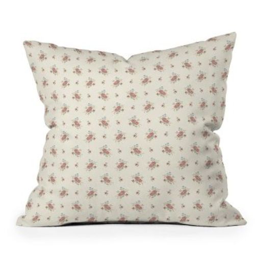 Deny Designs 18"X18" Evanjelina & Co Vintage French Flower Cream Square Indoor Throw Pillow