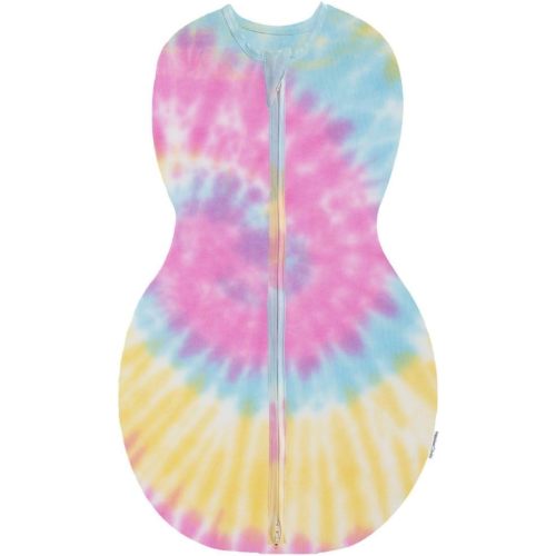 Happiest Baby Sleepea 5-Second Swaddle - 100% Organic Cotton Baby Swaddle Blanket - Doctor Designed Promotes Healthy Hip Development (Tie Dye Rainbow, Medium)