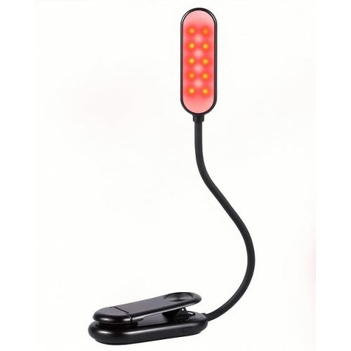 625nm Red Book Light - Rechargeable Clip On Red Reading Light Therapy for Sleep - No Blue-Light, Poratble LED Book Lamp, Gift for Kids Students Travel Nursing Studying - 3 Adjustable Modes