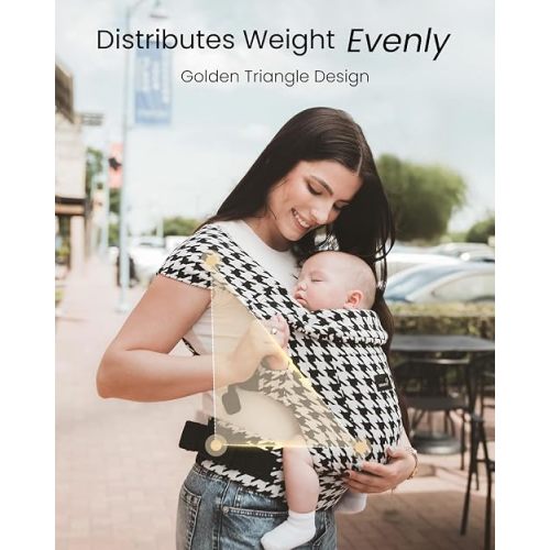 GROWNSY Newborn Carrier, Ergonomic, Cozy Baby Carrier, Houndstooth Black