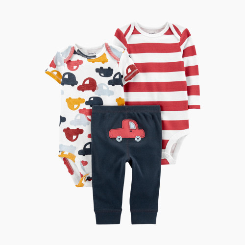 Carter's 3-Piece Truck Little Character Set - Red Cars/Stripes, 6M