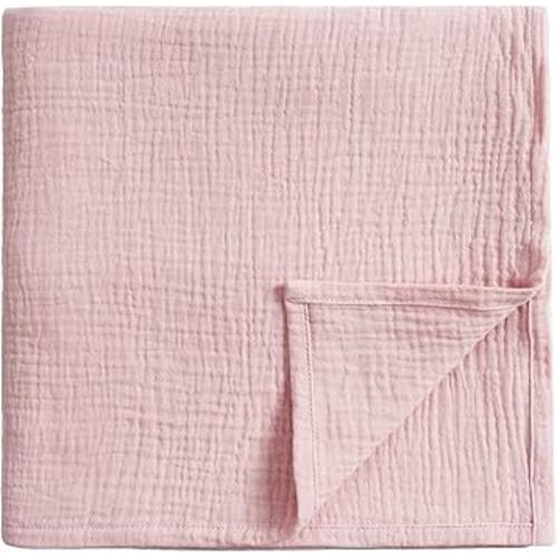Meracorallo Muslin Swaddle Blanket, 100% Cotton Receiving Blanket Soft and Breathable Swaddle Wrap for Baby Boys and Girls, Pink