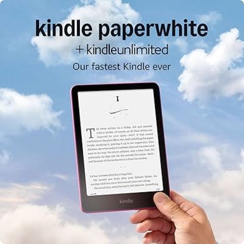 Amazon Kindle Paperwhite 16GB (newest model) – Our fastest Kindle ever, with new 7" glare-free display and weeks of battery life – Raspberry + 3 Months of Kindle Unlimited (with auto-renewal)