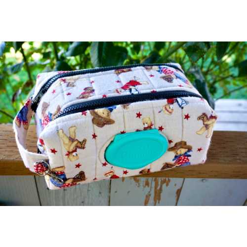 Cowboy Teddy Diaper & Wipes Pouch | Toddler Diaper Case | Baby Bag Organizer | Baby Shower | New Mom Gift | Mini Diaper Bag | Wipe pocket