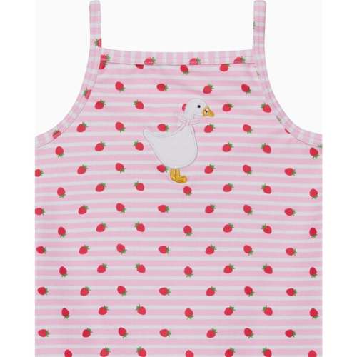 Little Strawberry Stripe Duck Swimsuit, Pink - Trotters London | Maisonette