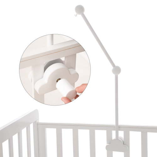 Youuys 24-Inch Wooden Crib Mobile Arm, Adjustable White Cloud Nursery Mobile Holder