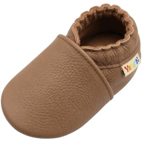 YALION Leather Baby Shoes Soft Sole Baby Moccasins for Boys Girls