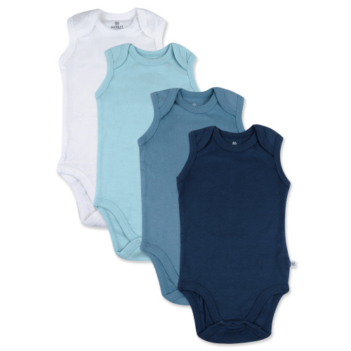 Honest Baby Clothing Organic Cotton Baby Sleeveless Bodysuits, 4-Pack, Sizes Newborn-6 Months