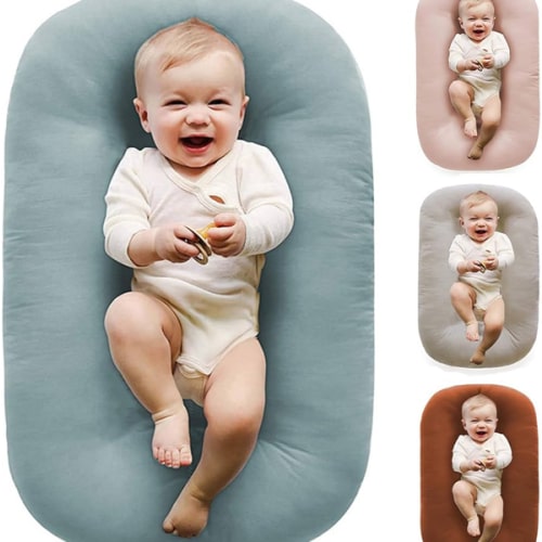 Baby Lounger 0-24 Months 100% Cotton-Snuggle Cozy Me Lounger,Soft & Breathable Baby Lounger for Newborn Play Mat,Infant Babies Essentials Gifts,Pink(Lounger Cover Included)