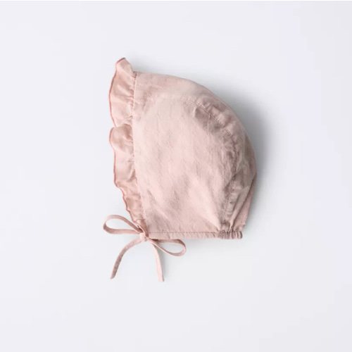 EMBROIDERED RUFFLED BONNET - Dusty pink | ZARA United States
