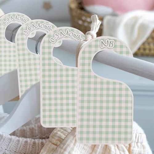 Green Gingham Baby Closet Dividers,Baby Clothes Nursery Size Organizer