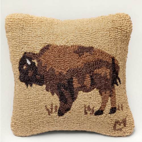 BUFFALO HOOKED SQUARE PILLOW