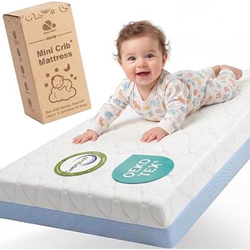 Baby Crib Mattress, Dual Sided Memory Foam 52x27.6x5 Inch, Blue