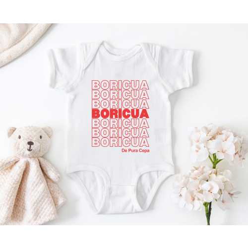BORICUA De Pura Cepa Baby Bodysuit Gift Toddler Outfit Cute Puerto Rico Baby Clothes Puerto Rican Shower Present Regalo Bebé Puertorriqueño