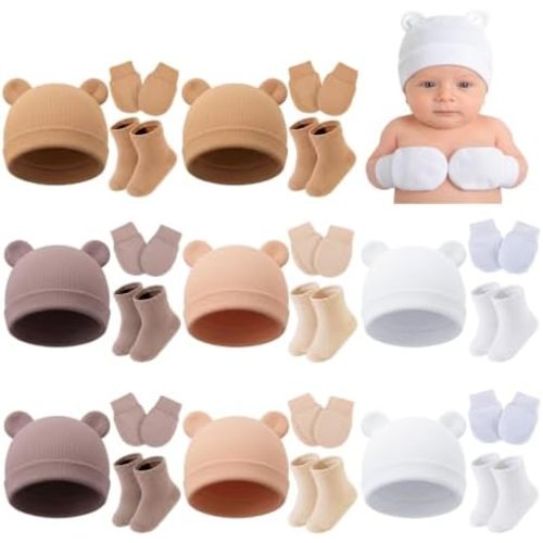 Preemie Newborn Baby Hats Mittens Socks Set for 0-3 Months