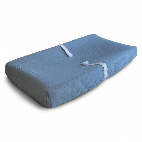 mushie Extra Soft Muslin Fitted Changing Pad Cover (Tradewinds)